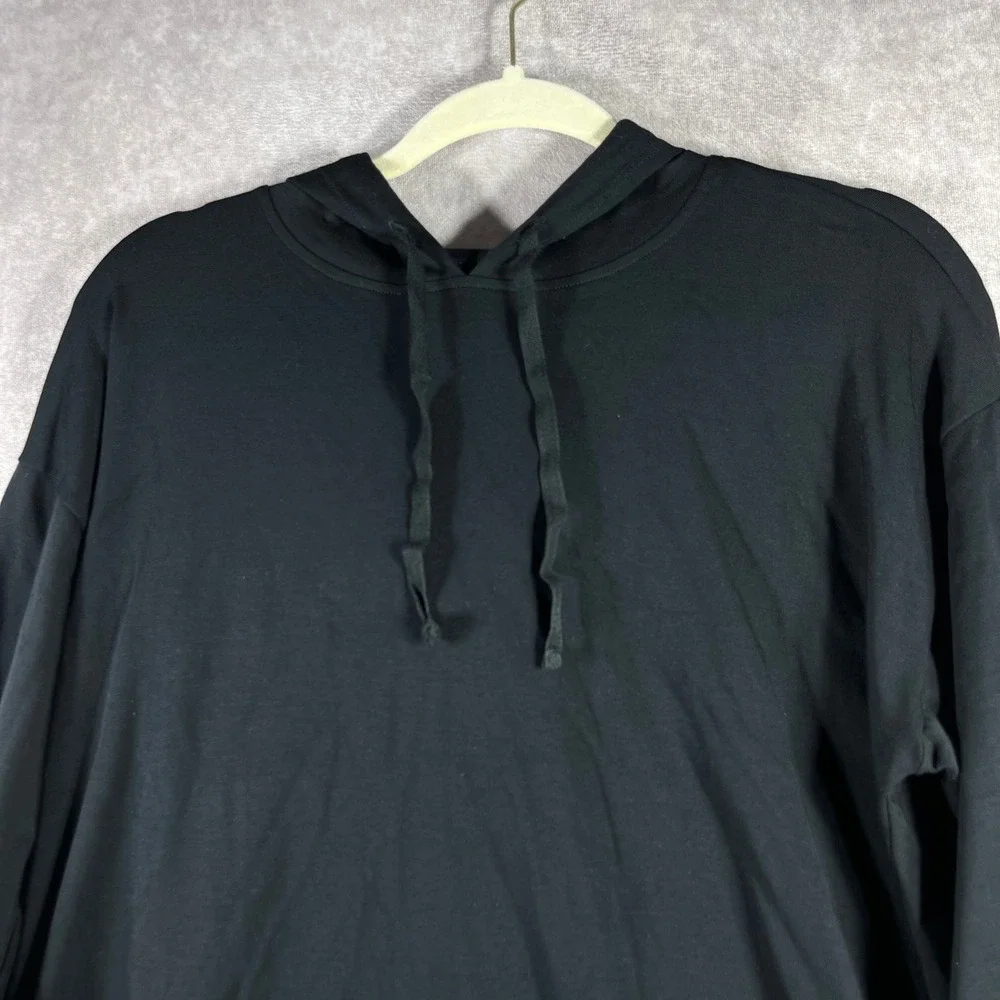 Eileen Fisher Hoodie Shirt Women Size PM Black Knit Long Sleeve Pullover Capsule